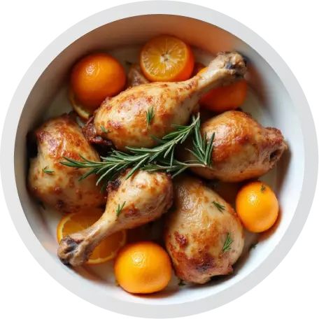 chicken and oranges