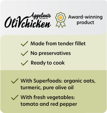 Made from tender fillet With Superfoods: organic oats, turmeric, pure olive oil With fresh vegetables (tomato and red pepper) No preservatives Ready to cook