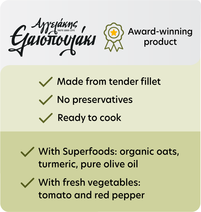 Made from tender fillet With Superfoods: organic oats, turmeric, pure olive oil With fresh vegetables (tomato and red pepper) No preservatives Ready to cook
