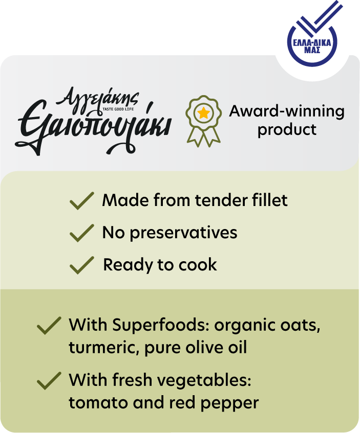 Made from tender fillet With Superfoods: organic oats, turmeric, pure olive oil With fresh vegetables (tomato and red pepper) No preservatives Ready to cook